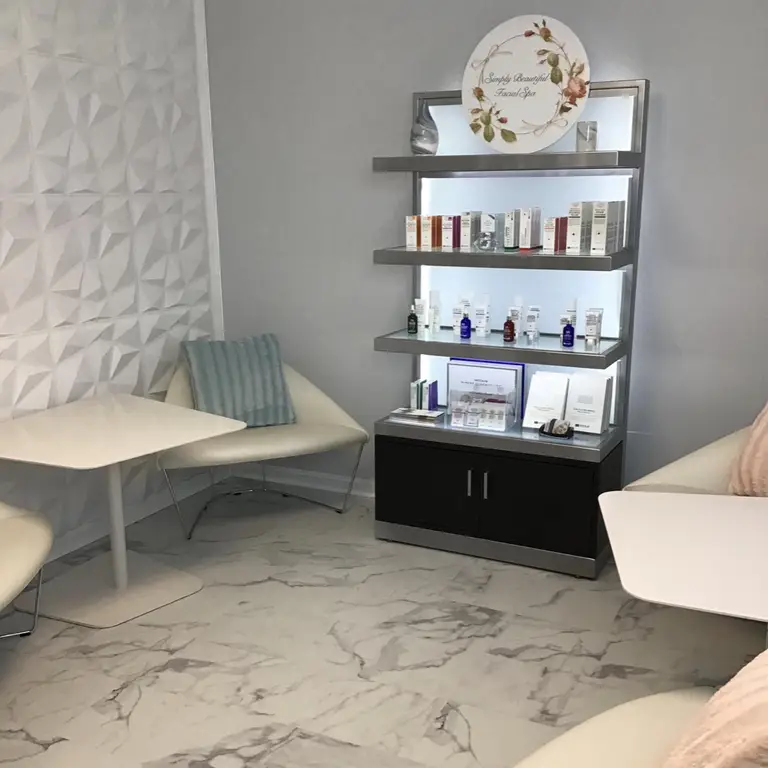 Simply Beautiful Facial Spa retail shelf of professional skincare
